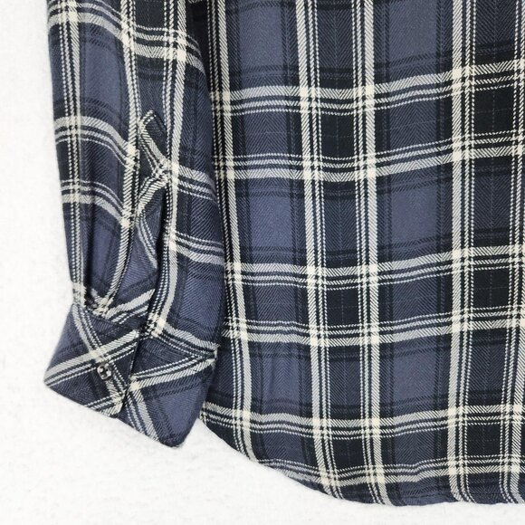 Rails Shirt Womens Medium Blue Hunter Plaid Button Front Long Sleeve Soft Rayon - Picture 12 of 12